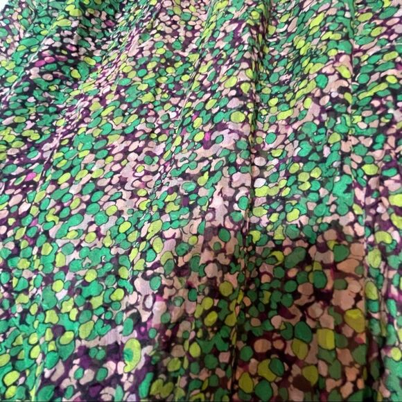 BCBGMaxAzria Split Sleeve Stunning Green Purple Watercolor Silk Tunic XS - Picture 13 of 16